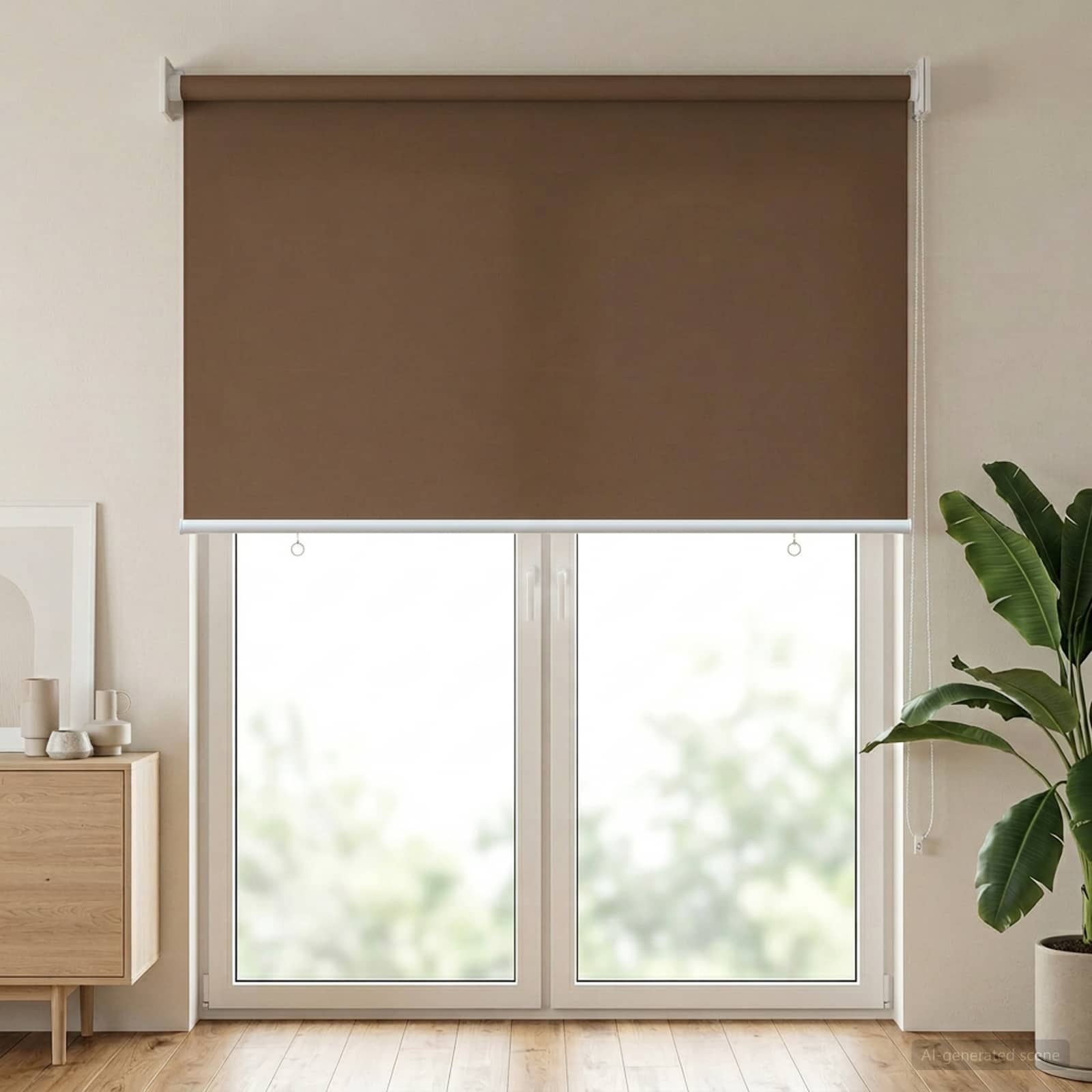 Rullegardin UV-beskyttelse Gråbrun 80 x 230 cm Polyester