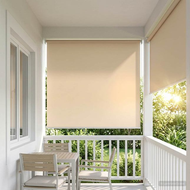 Udeterrasse Rullegardin UV Beskyttelse Beige Polyester