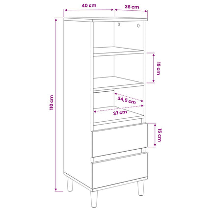 Highboard Sort eg 40 x 36 x 110 cm Konstrueret træ