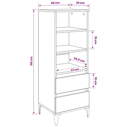 Highboard Artisan-eg 40 x 36 x 110 cm Konstrueret træ
