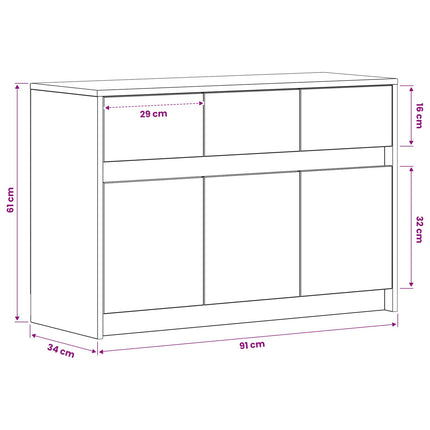 TV-skab 91 x 34 x 61 cm Sort eg Konstrueret træ