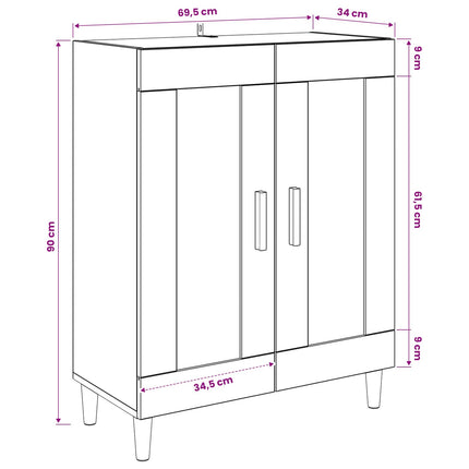 Sideboard Sort eg 69,5 x 34 x 90 cm Konstrueret træ