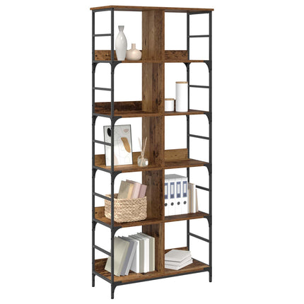 Bogreol Gammelt træ 78,5 x 33 x 188,5 cm metal PB