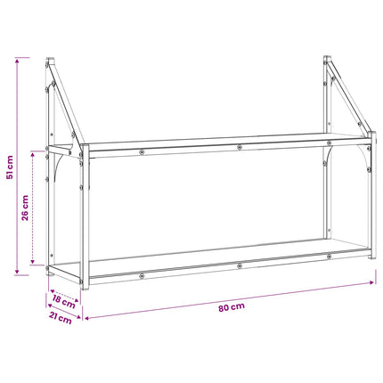 Væghylde Vægmonteret Gammelt træ 80 x 21 x 51 cm metal PB