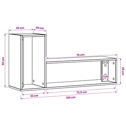TV-skab 100 x 30 x 50 cm Gammelt træ Konstrueret træ