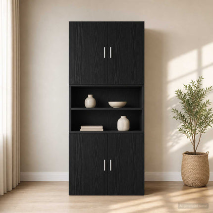 Vægskab Sort eg 80 x 42,5 x 64 cm Konstrueret træ