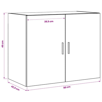 Vægskab Sort eg 80 x 42,5 x 64 cm Konstrueret træ