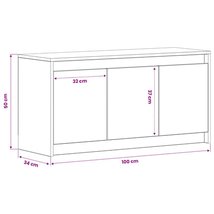 TV-skab 100 x 34 x 50 cm Gammelt træ Konstrueret træ