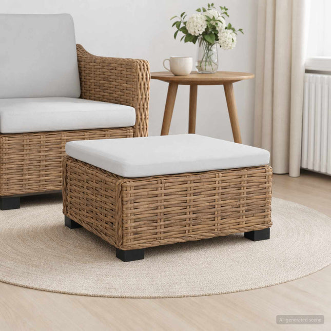 Fodstøtte med Pude GENDT Naturlig rattan Naturfarvet