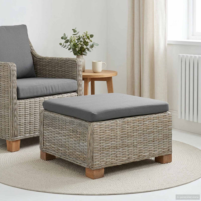 Fodstøtte med Pude GENDT Naturlig rattan Kubu Grå