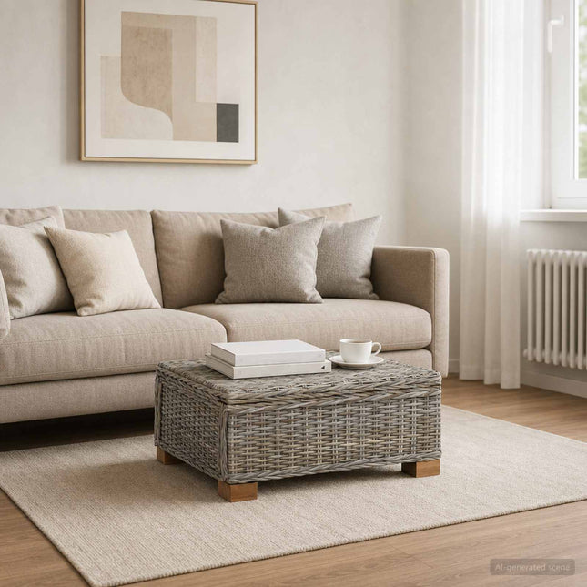Sofabord GENDT Naturlig rattan Kubu Grå 67 x 60 x 30 cm