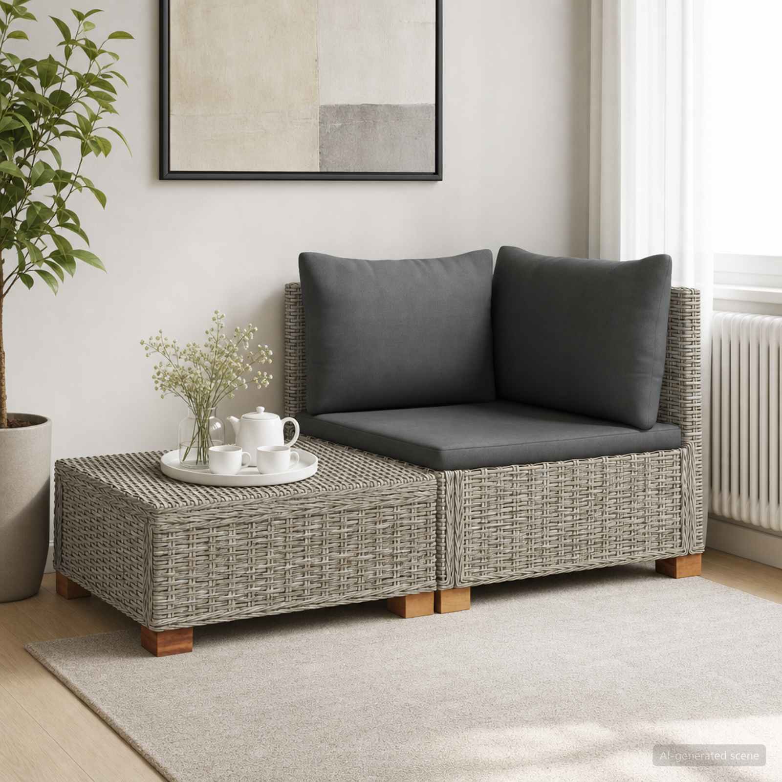 2 stk. Rattan Lounge St med Puder GENDT Naturlig rattan