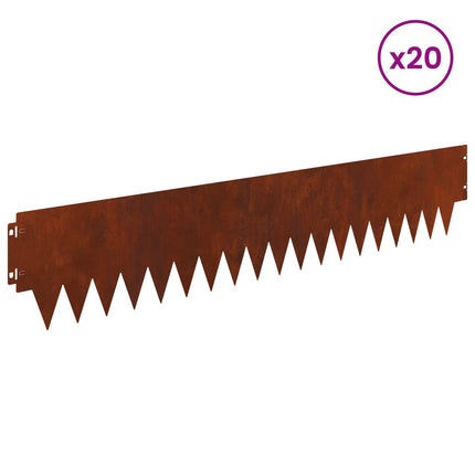 Plænekant 20 pcs 103 x 20 cm metal Rusten