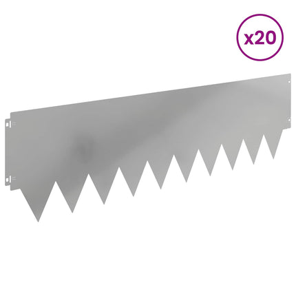 Plænekant 20 pcs 103 x 30 cm metal Sølv
