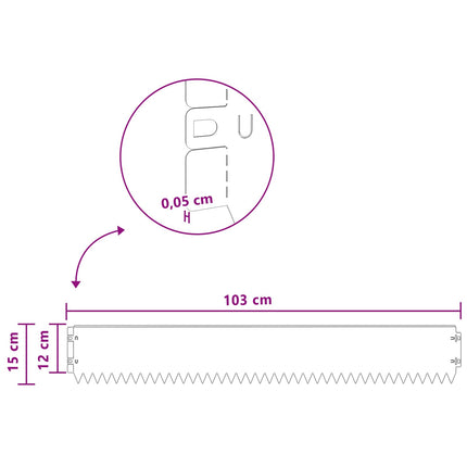 Plænekant 20 pcs 103 x 15 cm Stål Sort