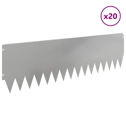 Plænekant 20 pcs 103 x 30 cm Stål Sølv