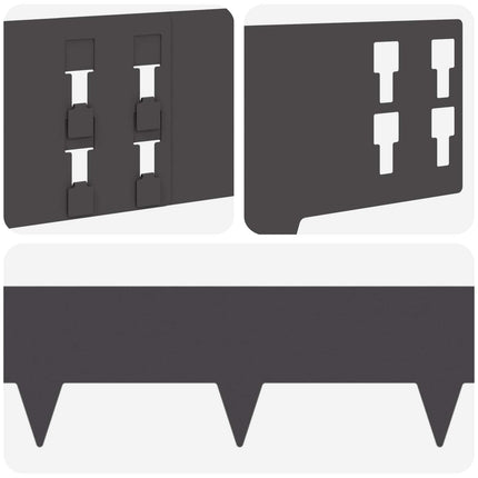 Plænekant 50 pcs 100 x 15 cm Stål Sort