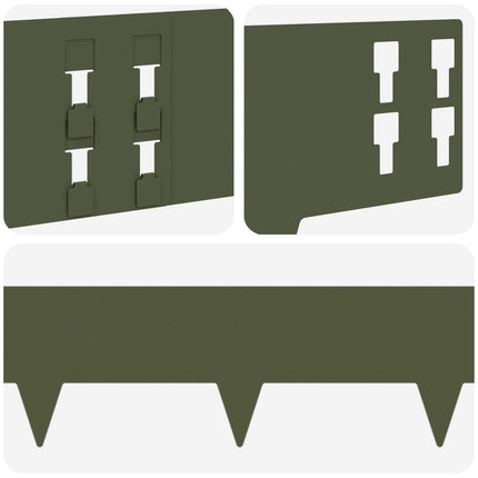 Plænekant 10 pcs 100 x 15 cm Stål Olivengrøn