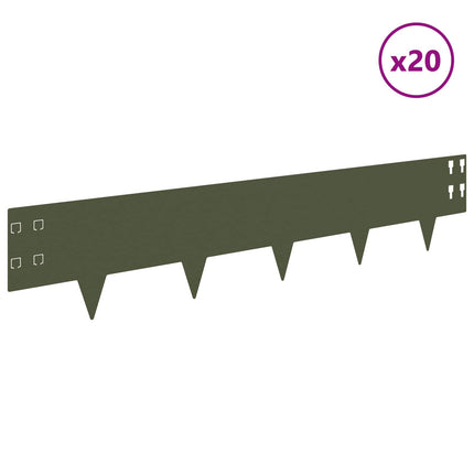 Plænekant 20 pcs 100 x 20 cm Stål Olivengrøn
