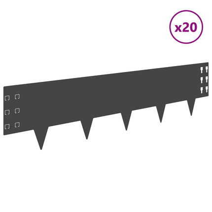 Plænekant 20 pcs 100 x 25 cm Stål Sort