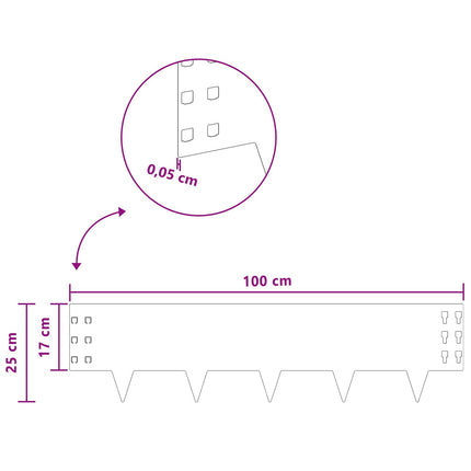 Plænekant 30 pcs 100 x 25 cm Stål Sort