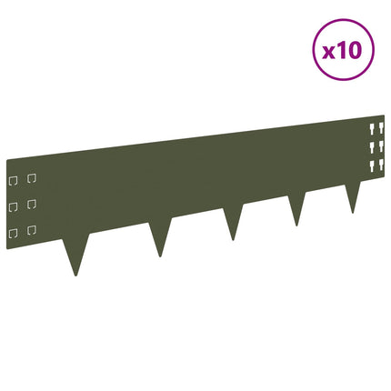Plænekant 10 pcs 100 x 25 cm Stål Olivengrøn