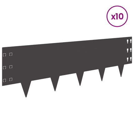 Plænekant 10 pcs 100 x 30 cm Stål Sort