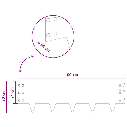 Plænekant 10 pcs 100 x 30 cm Stål Rusten
