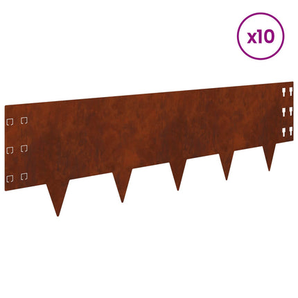 Plænekant 10 pcs 100 x 30 cm Stål Rusten