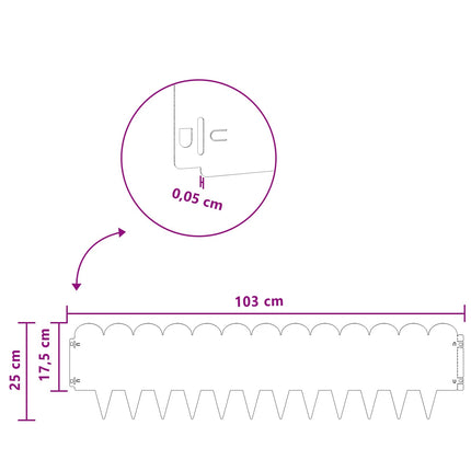 Plænekant 20 pcs 103 x 25 cm Stål Sølv