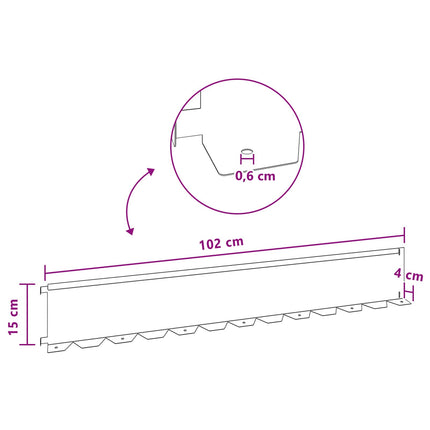 Plænekant 20 pcs 102 x 15 x 4 cm Stål Sølv