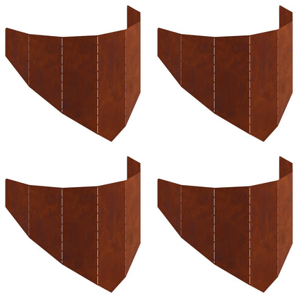Plænekant 4 pcs 100 x 45 cm Stål Rusten