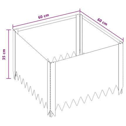 Plænekant 4 stk. 60 x 60 x 35 cm Stål Sølv