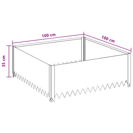 Plænekant 4 stk. 100 x 100 x 35 cm Stål Sølv