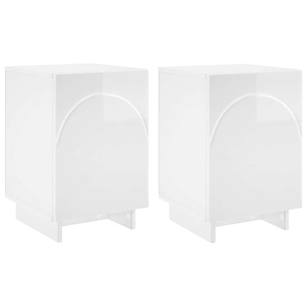 Natskab 2 pcs Hvid højglans 33,5 x 34,5 x 50 cm Konstrueret træ