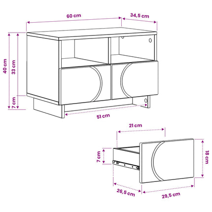 TV-bord 60 x 34,5 x 40 cm Sort Konstrueret træ