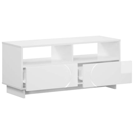 TV-bord 90 x 34.5 x 40 cm Hvid højglans Konstrueret træ