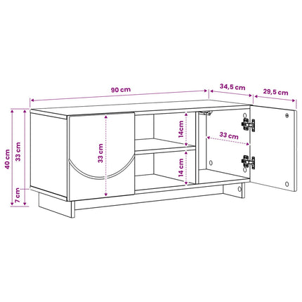 TV-bord 90 x 34.5 x 40 cm Sort Konstrueret træ