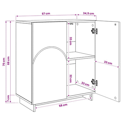 Skænk Hvid højglans 67 x 34,5 x 75 cm Konstrueret træ