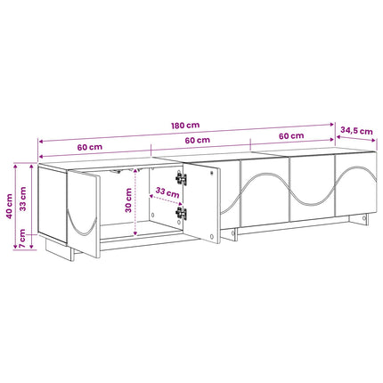 TV-bord 179,5 x 34,5 x 40 cm Sort Konstrueret træ