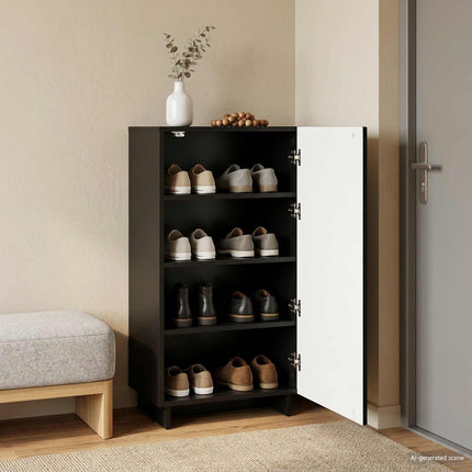 Sko skab 48 x 38 x 87,5 cm Konstrueret træ Sort
