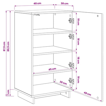 Sko skab 48 x 38 x 87,5 cm Konstrueret træ Artisan-eg