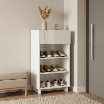 Sko skab 48 x 38 x 87,5 cm Konstrueret træ Hvid højglans