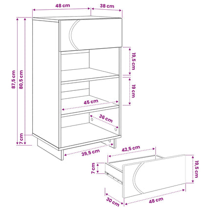 Sko skab 48 x 38 x 87,5 cm Konstrueret træ Røget eg