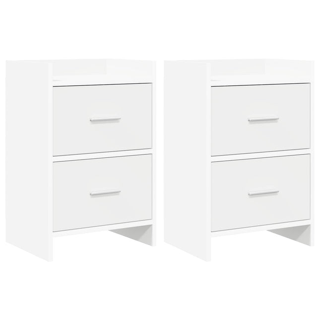 Sengeborde 2 pcs Hvid 40 x 30 x 60 cm Konstrueret træ