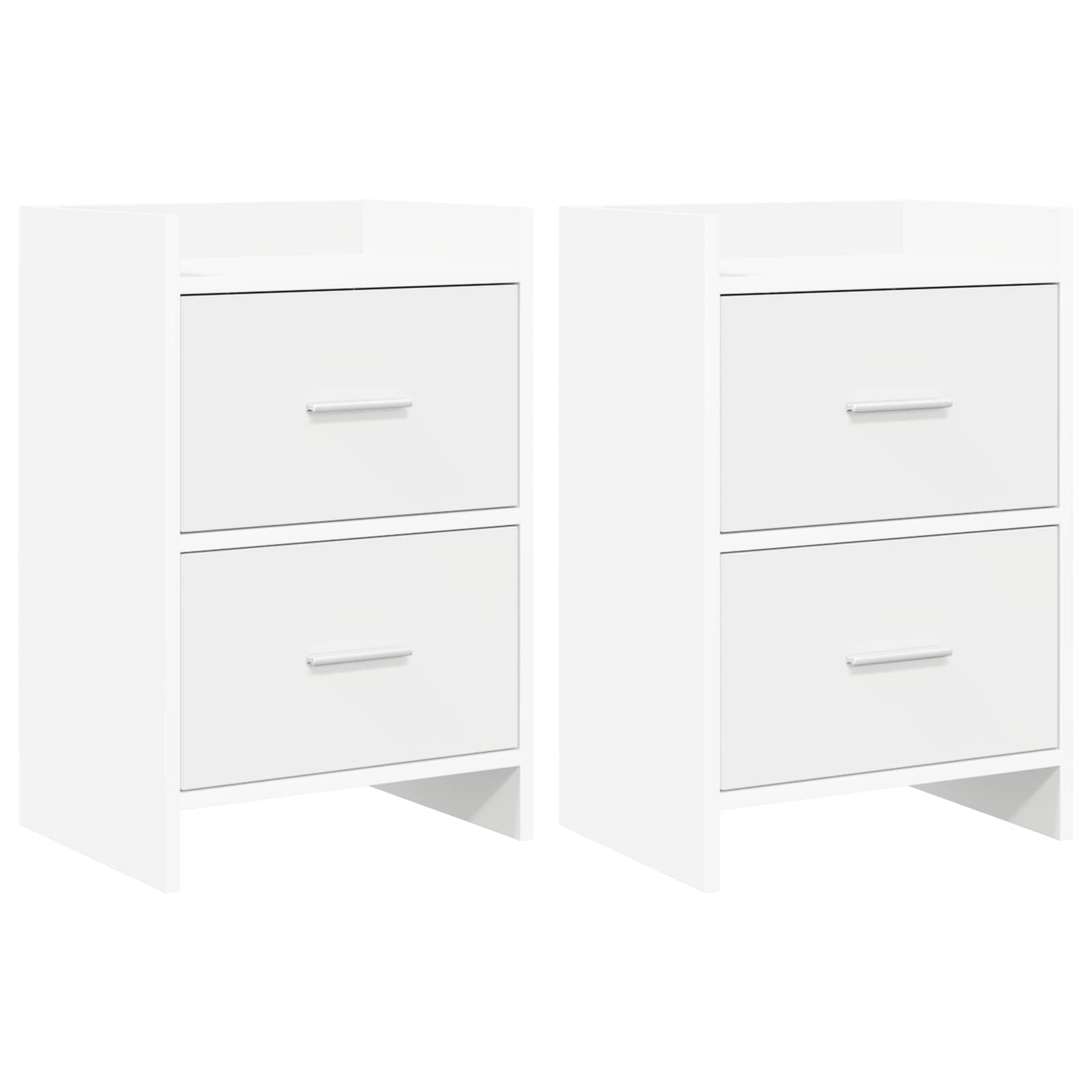 Sengeborde 2 pcs Hvid 40 x 30 x 60 cm Konstrueret træ