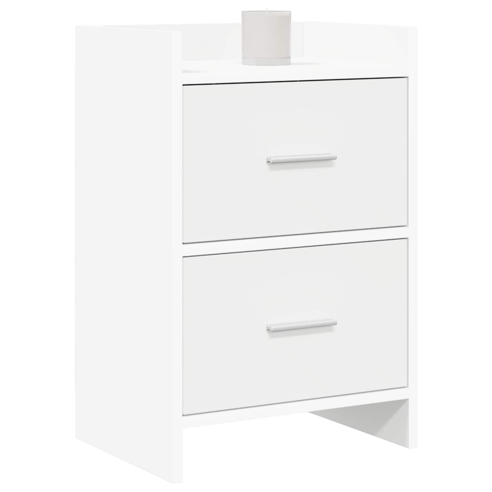Sengeborde 2 pcs Hvid 40 x 30 x 60 cm Konstrueret træ