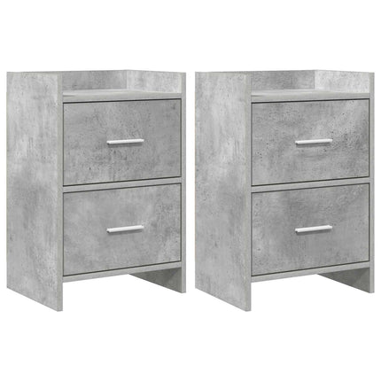 Sengeborde 2 pcs Betongrå 40 x 30 x 60 cm Konstrueret træ
