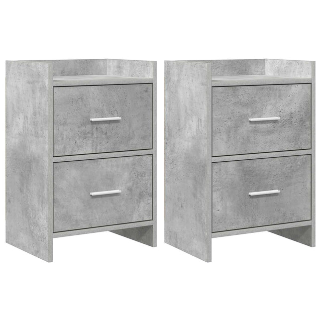Sengeborde 2 pcs Betongrå 40 x 30 x 60 cm Konstrueret træ