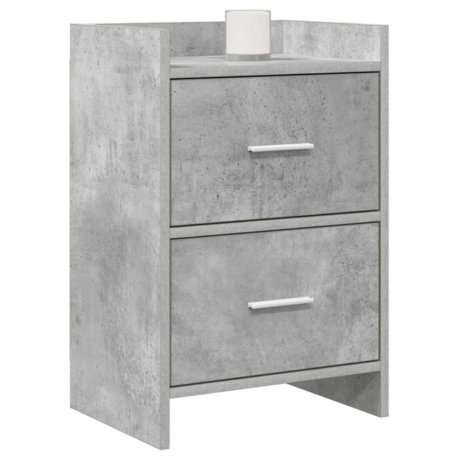 Sengeborde 2 pcs Betongrå 40 x 30 x 60 cm Konstrueret træ